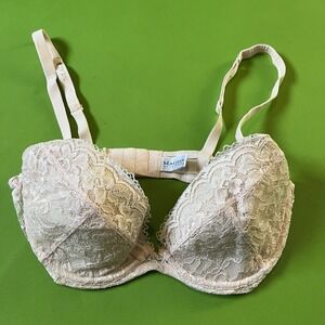 34D Vintage Malizia by La Perla Beige Lace Bra Made In Italy 90s